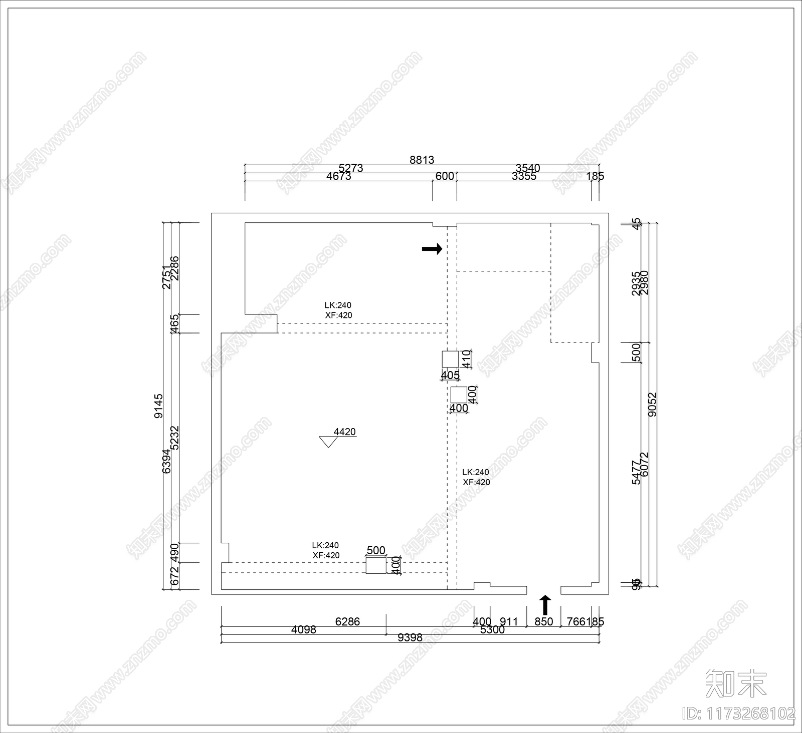 平层cad施工图下载【ID:1173268102】