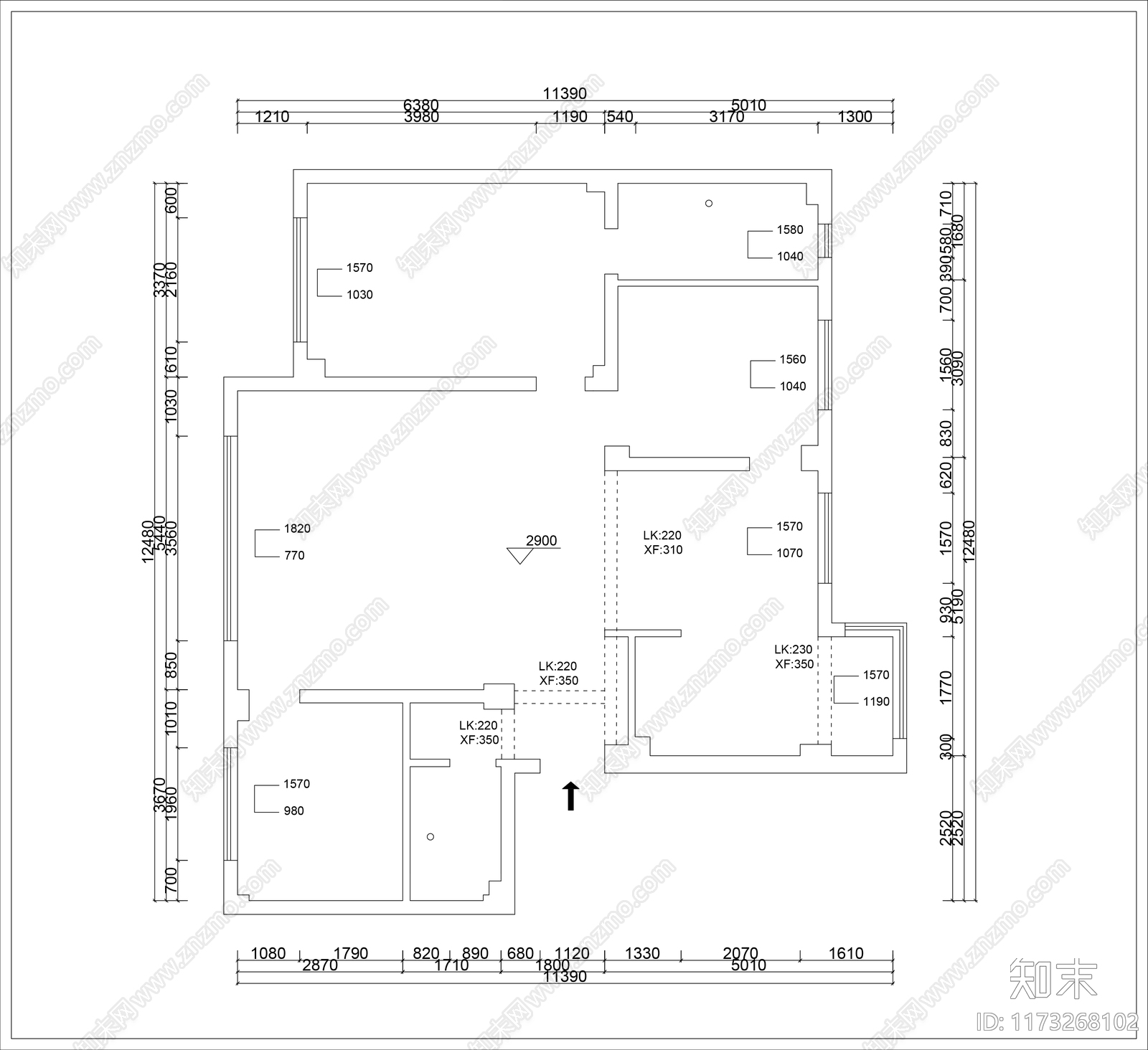 平层cad施工图下载【ID:1173268102】