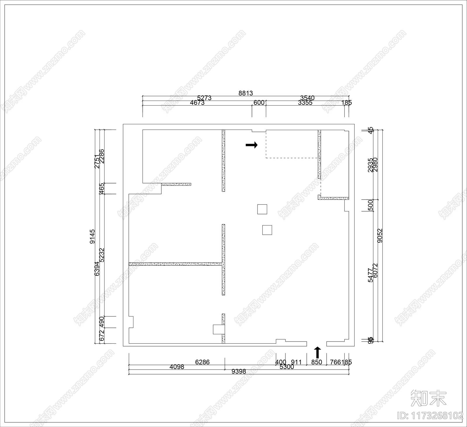 平层cad施工图下载【ID:1173268102】