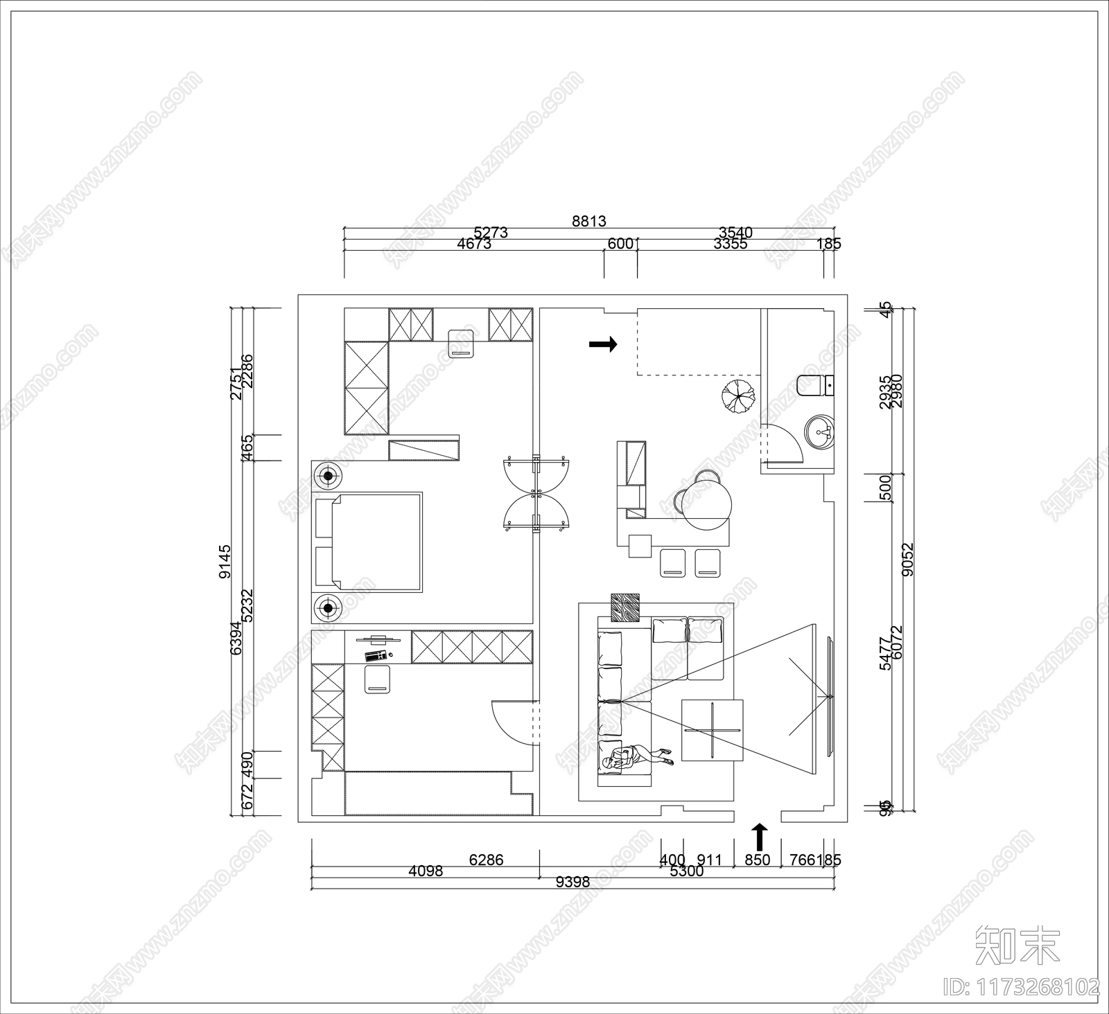 平层cad施工图下载【ID:1173268102】