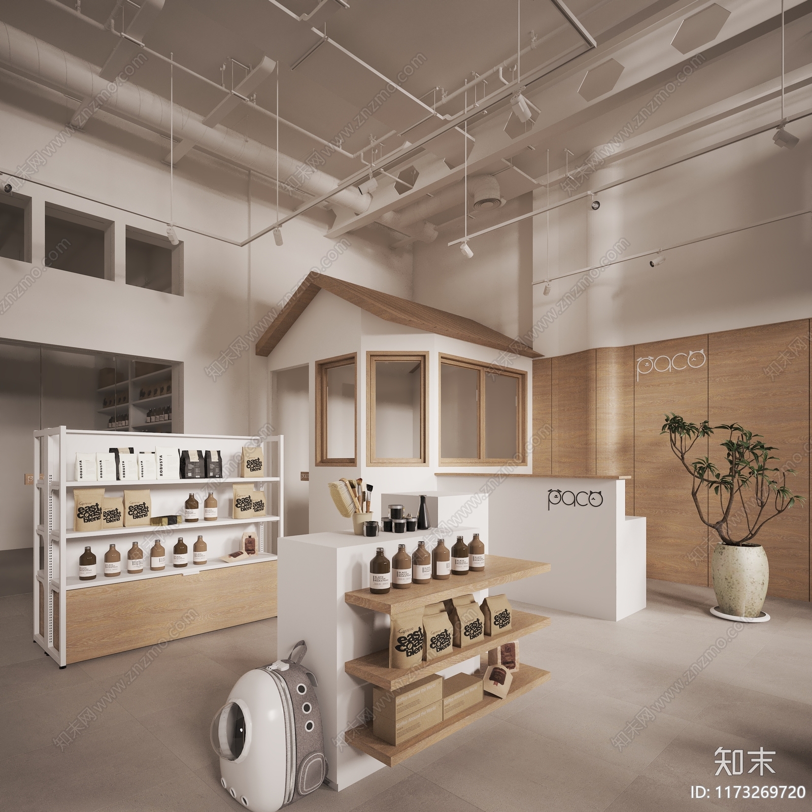 现代原木宠物店3D模型下载【ID:1173269720】