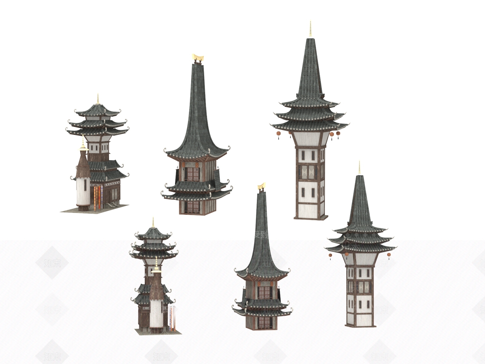 现代古建3D模型下载【ID:1173277941】