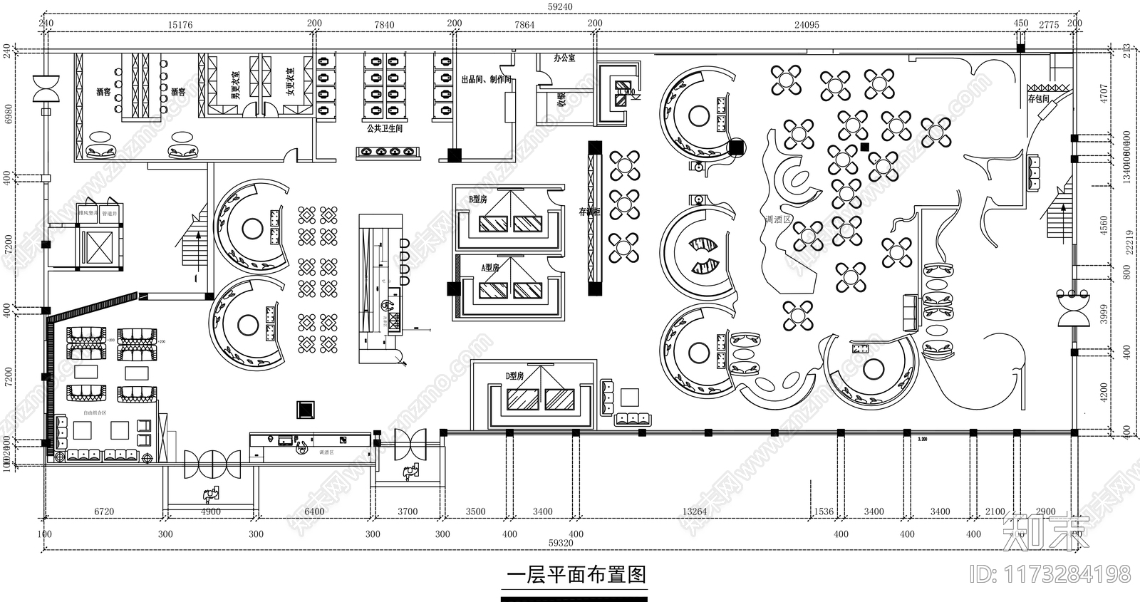 现代酒吧cad施工图下载【ID:1173284198】