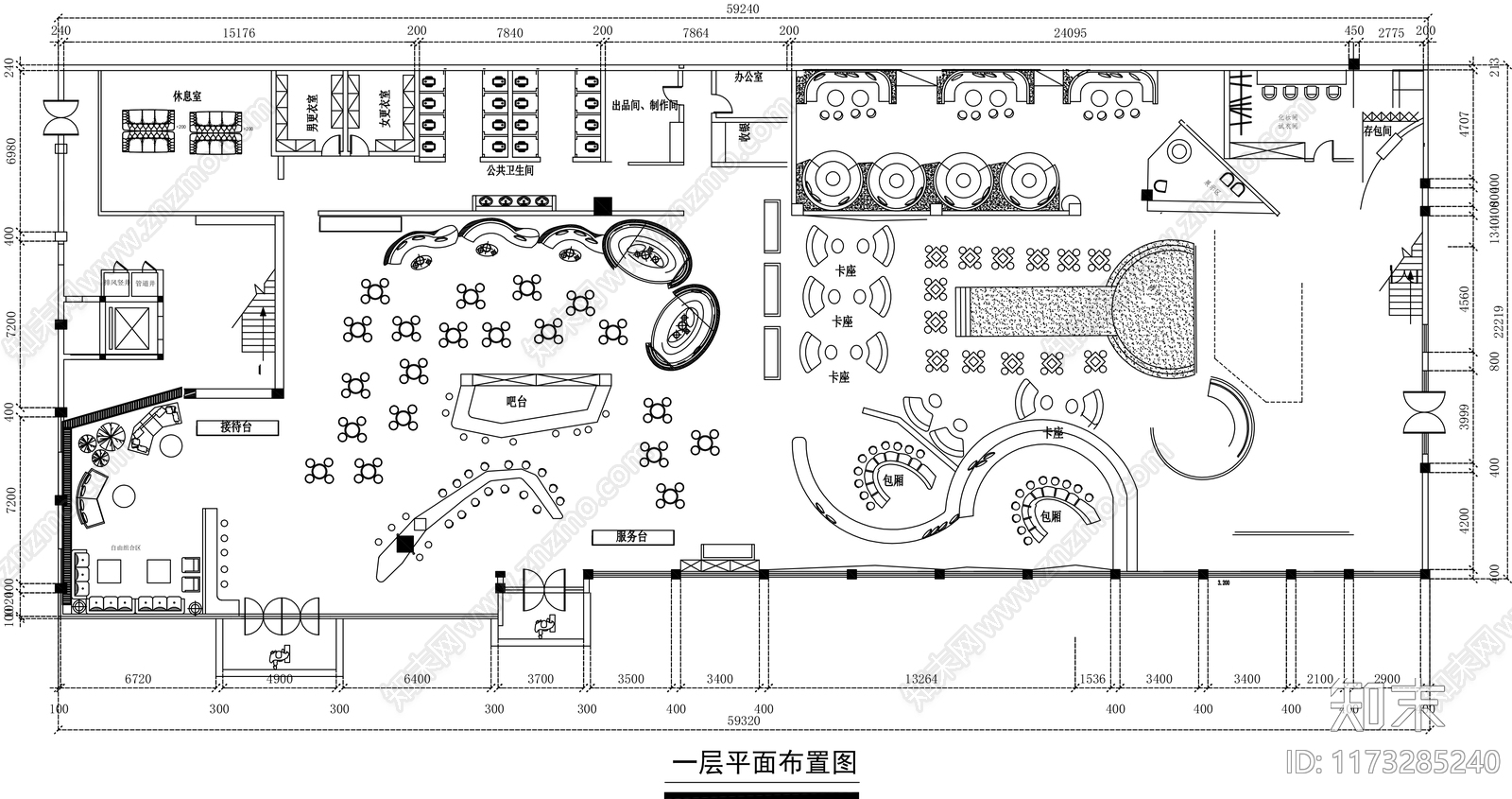 现代酒吧cad施工图下载【ID:1173285240】