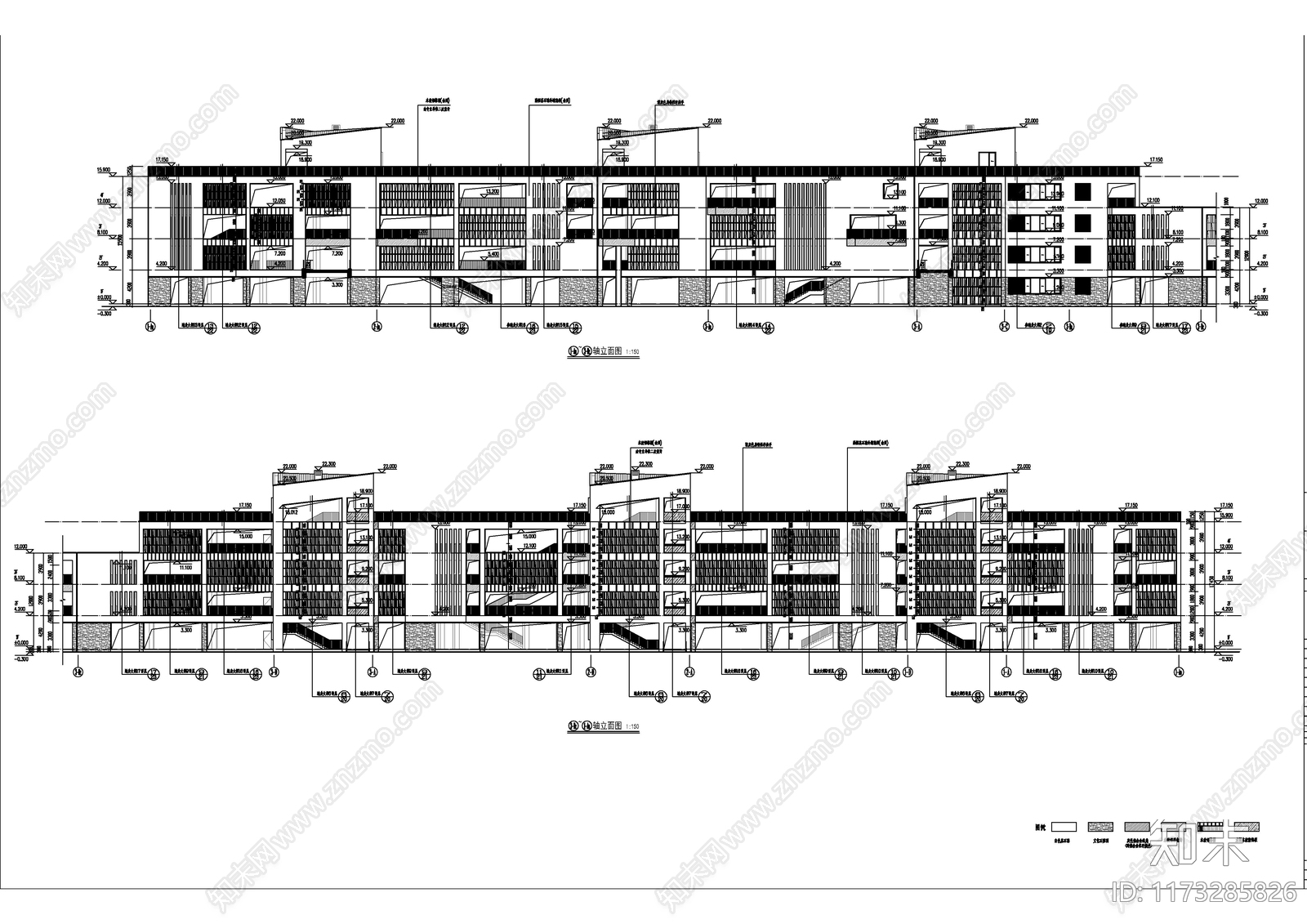 现代学校建筑cad施工图下载【ID:1173285826】