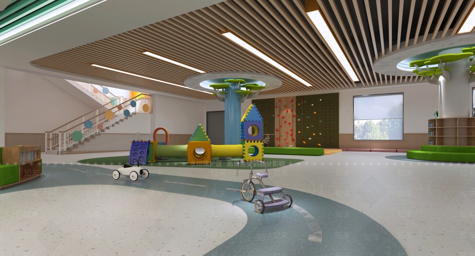 现代原木幼儿园3D模型下载【ID:1173287141】