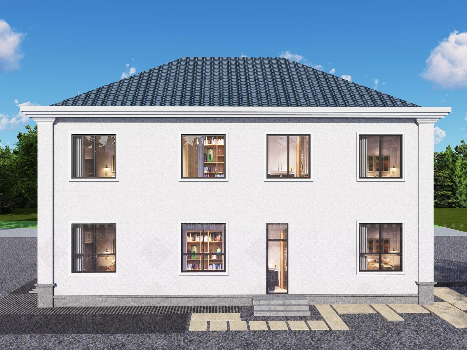 新中式乡村民房SU模型下载【ID:1173288268】