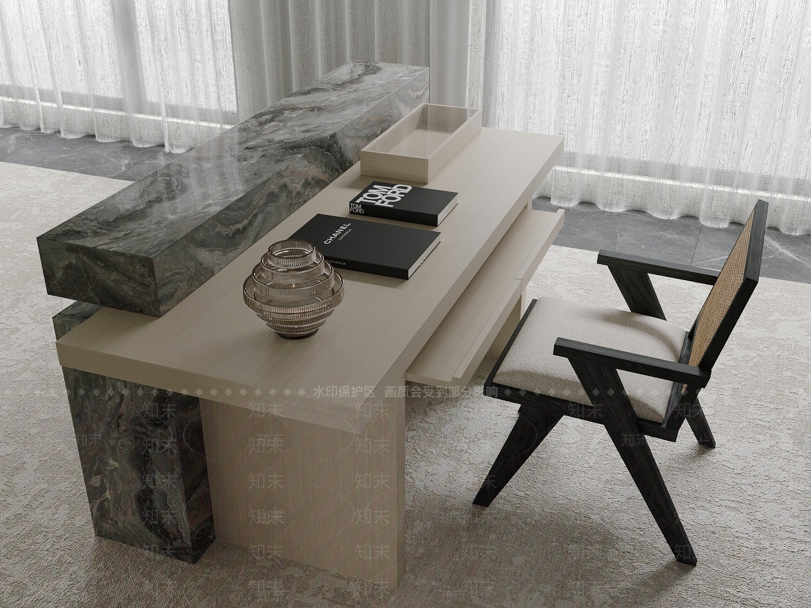 现代书桌椅3D模型下载【ID:1173295905】