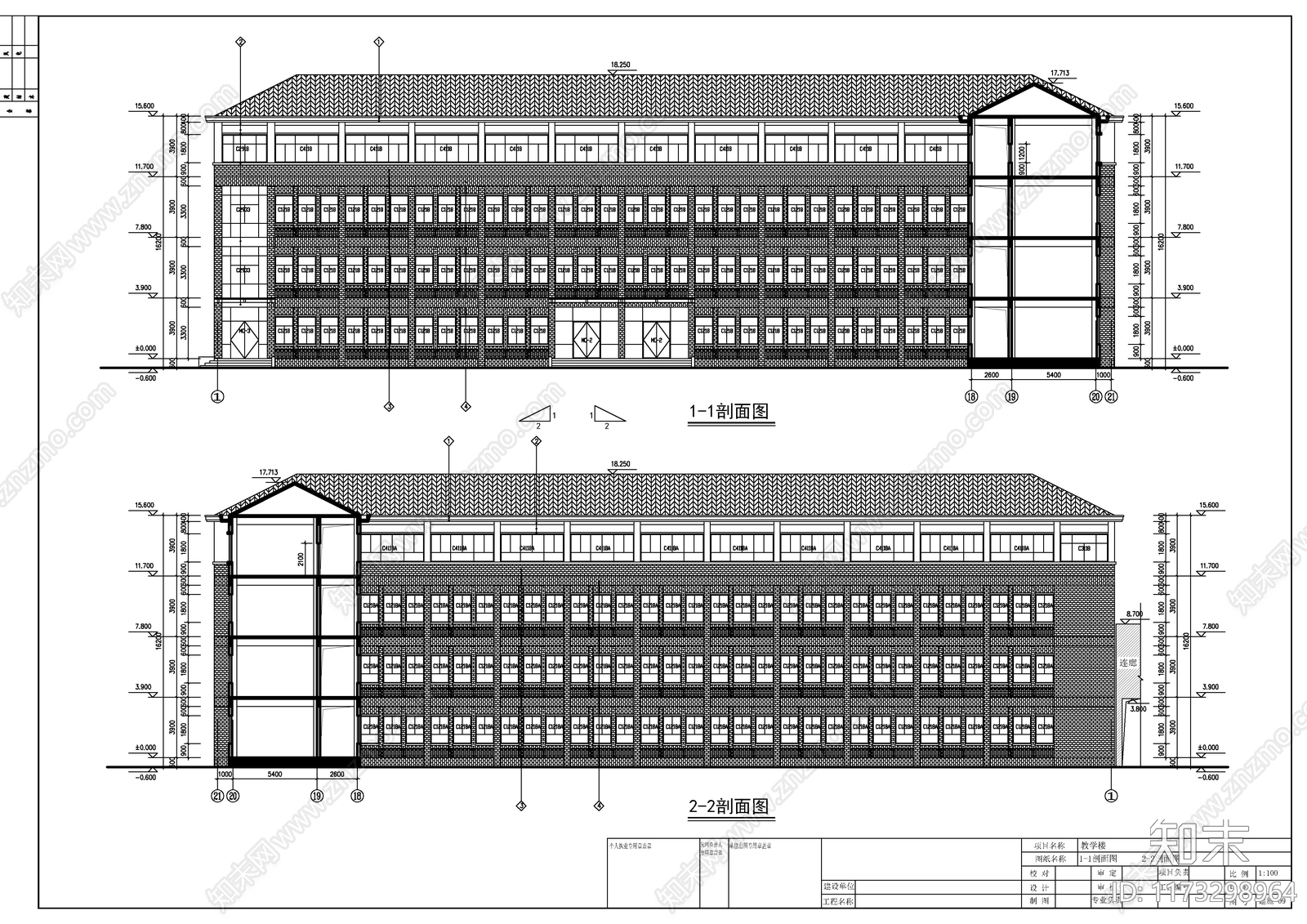 现代学校建筑cad施工图下载【ID:1173298964】