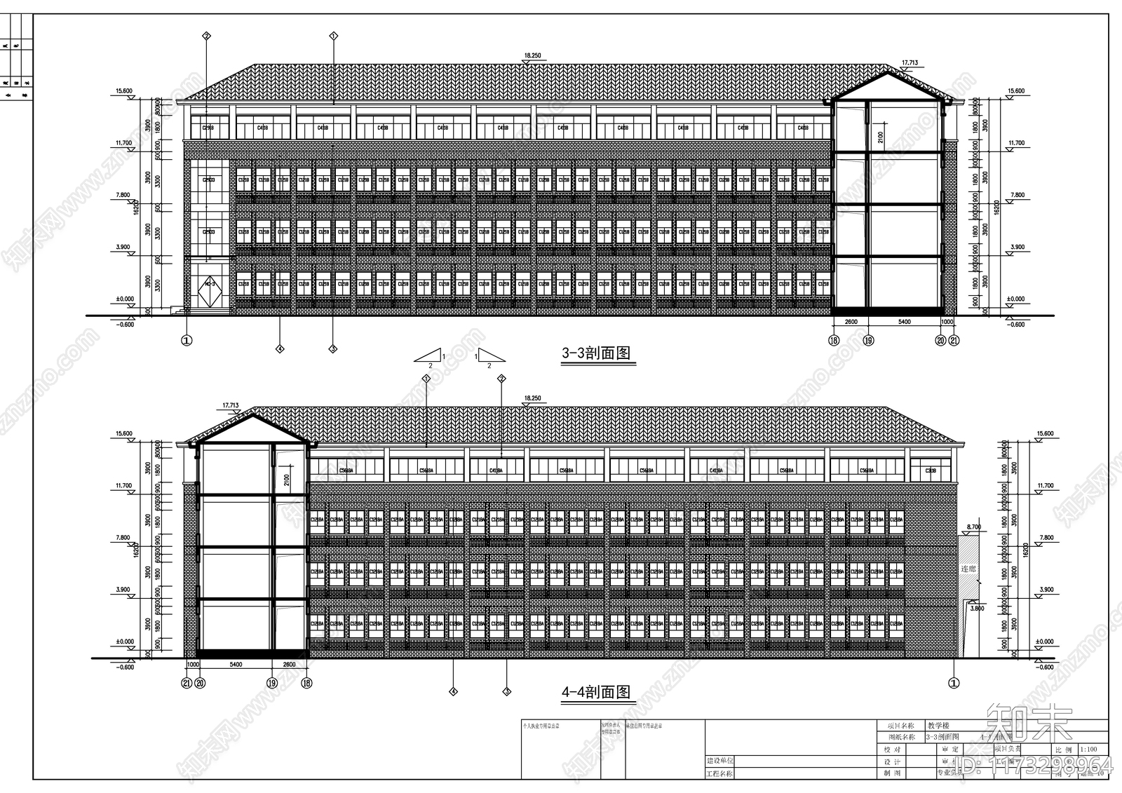 现代学校建筑cad施工图下载【ID:1173298964】