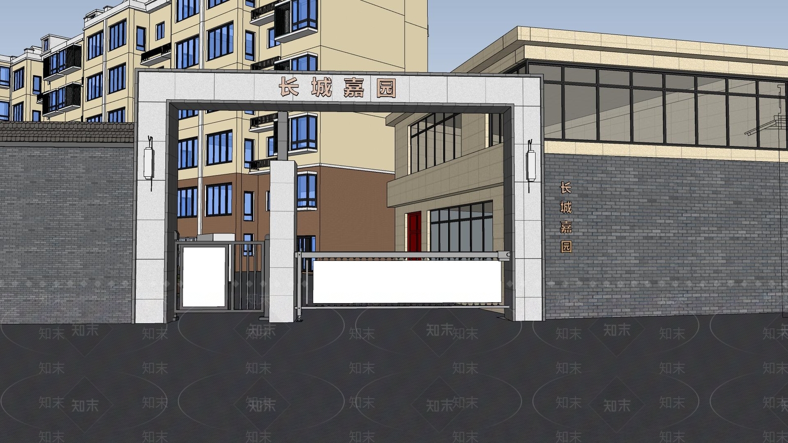 新中式中式小区建筑SU模型下载【ID:1173301687】