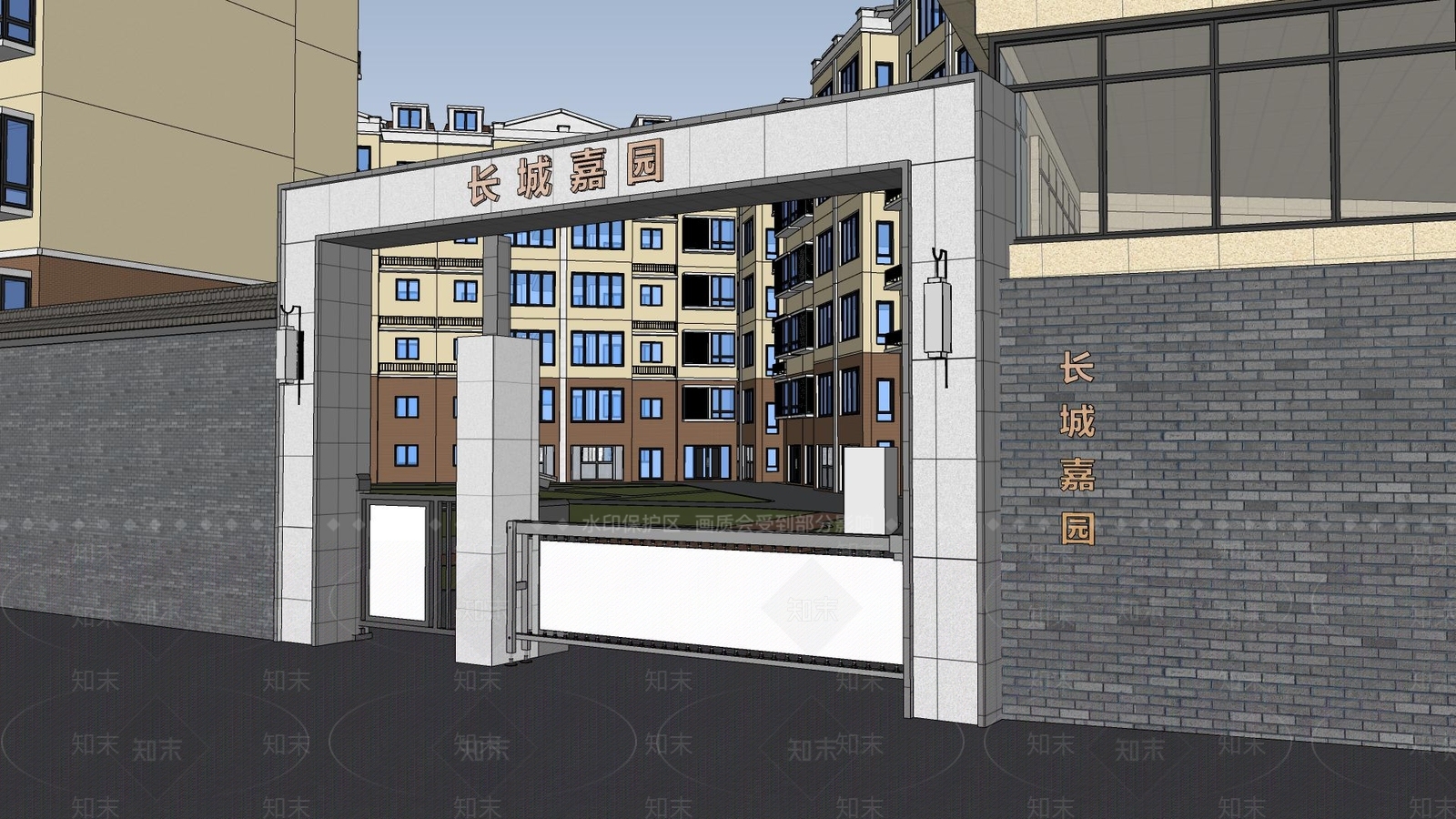 新中式中式小区建筑SU模型下载【ID:1173301687】