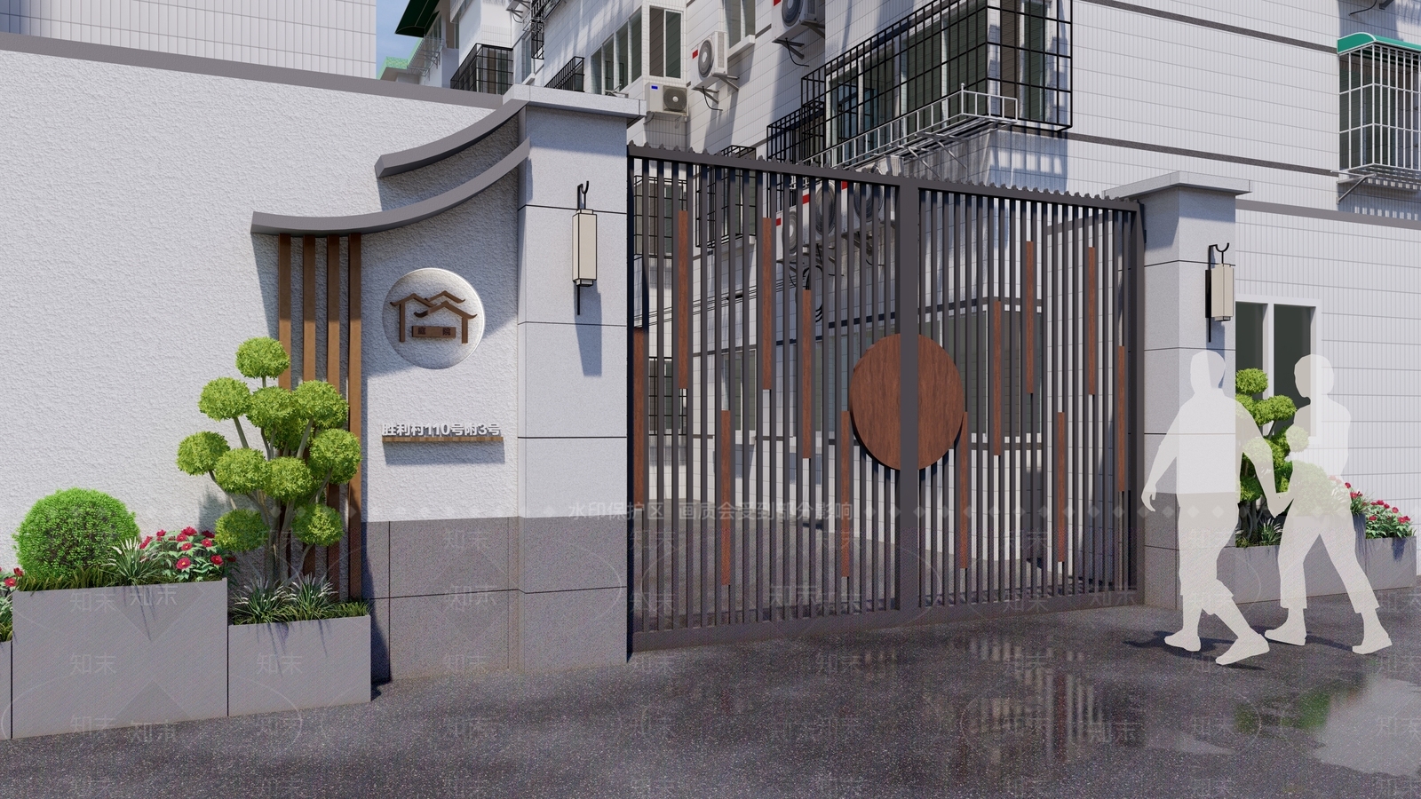 新中式中式小区建筑SU模型下载【ID:1173302008】