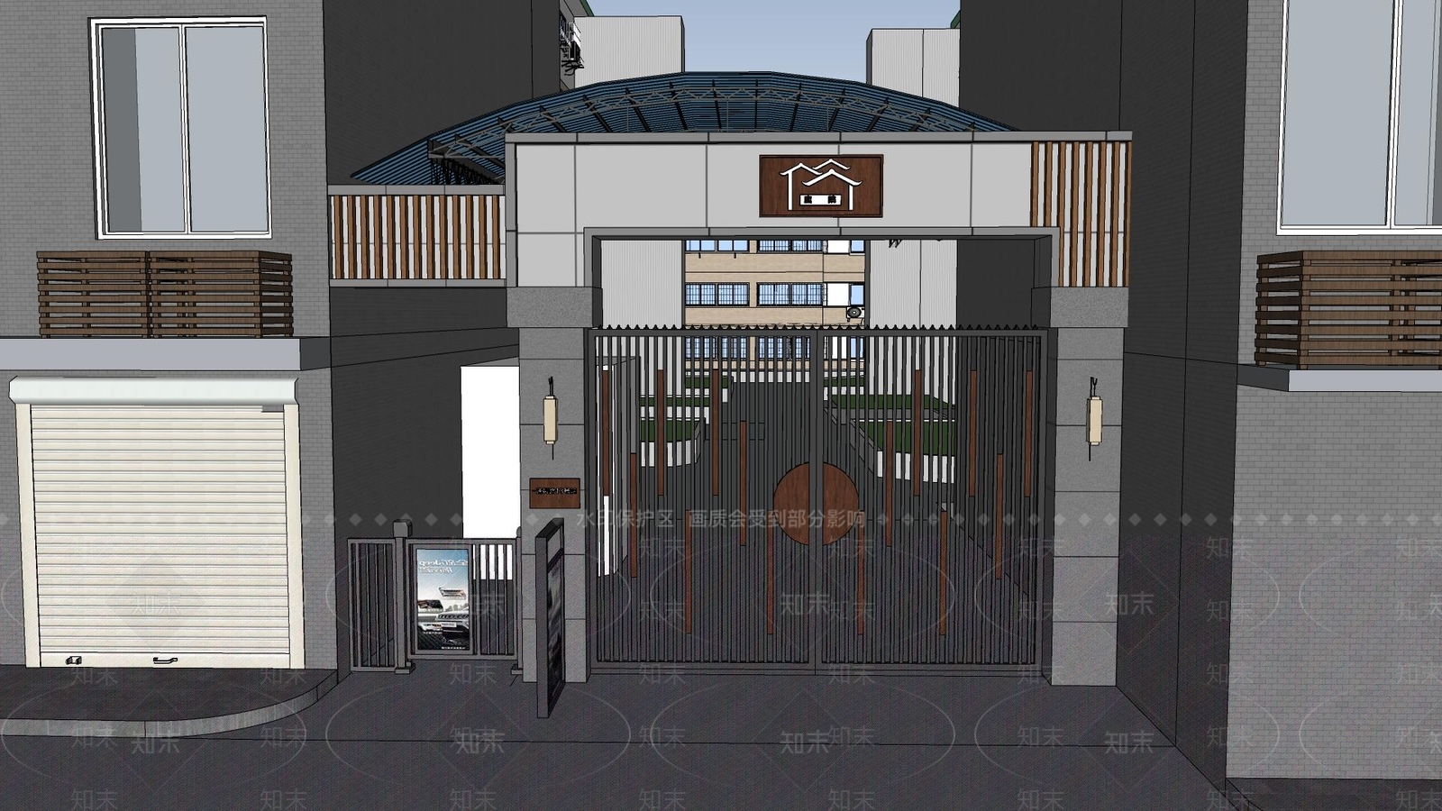 新中式中式小区建筑SU模型下载【ID:1173302217】