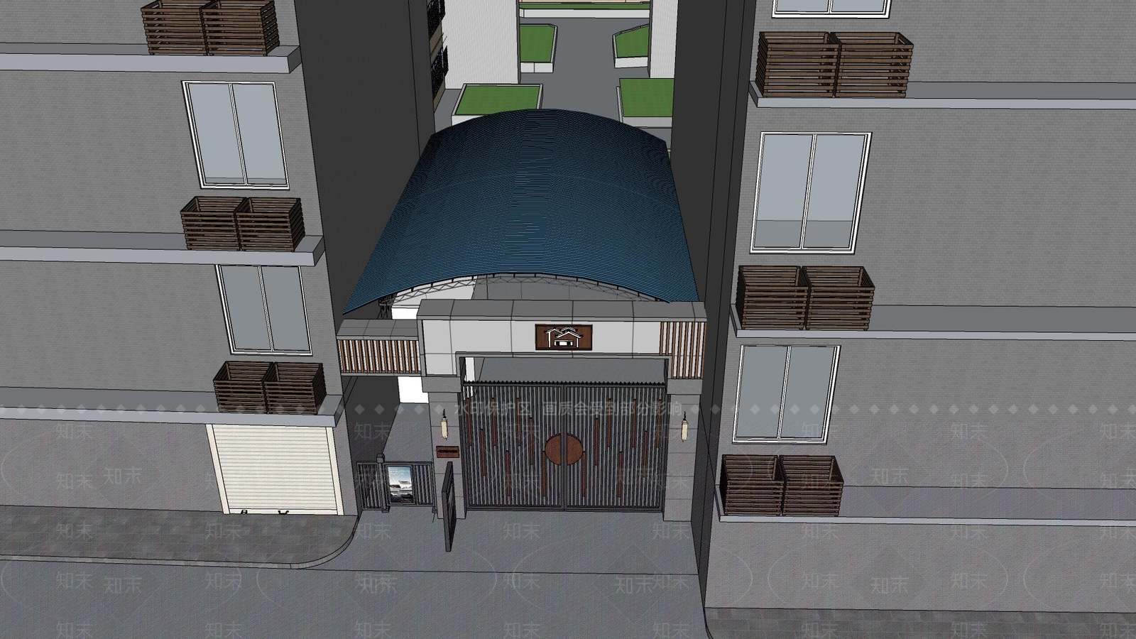 新中式中式小区建筑SU模型下载【ID:1173302217】