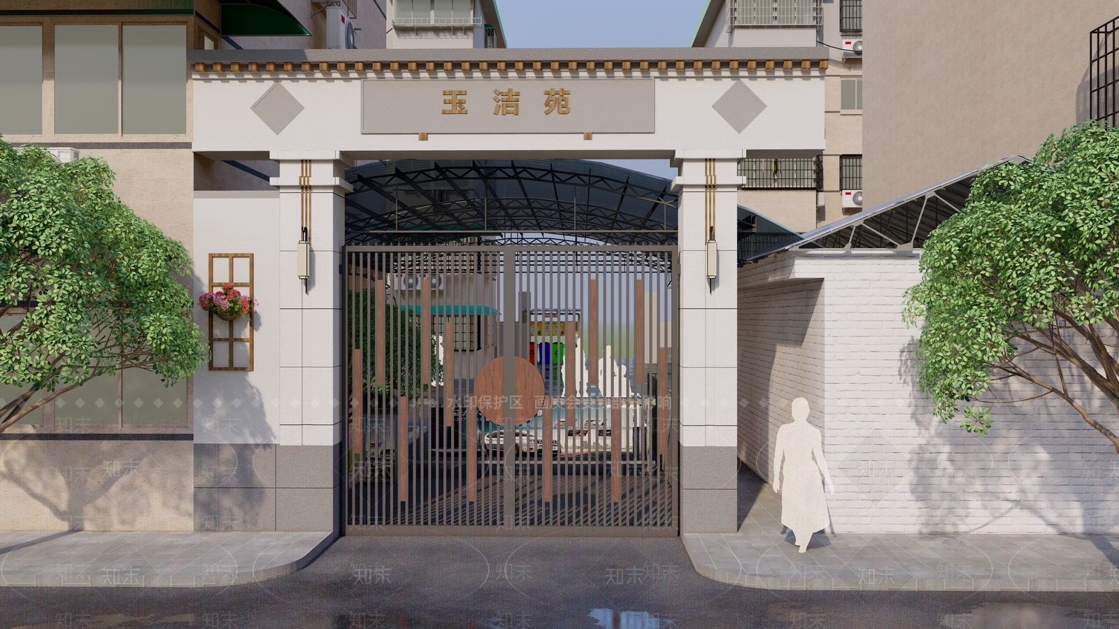 新中式中式小区景观SU模型下载【ID:1173302483】