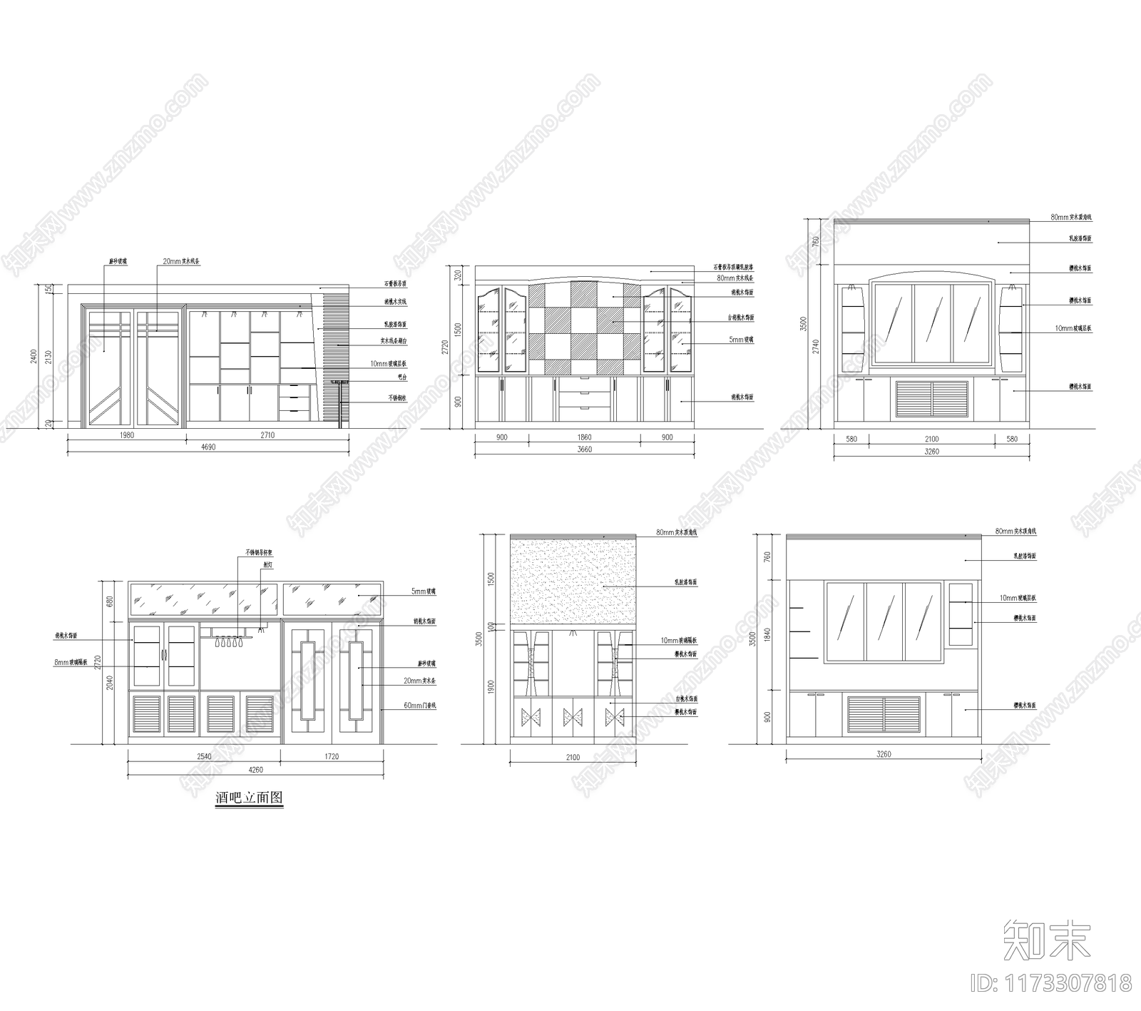 现代简约客厅施工图下载【ID:1173307818】