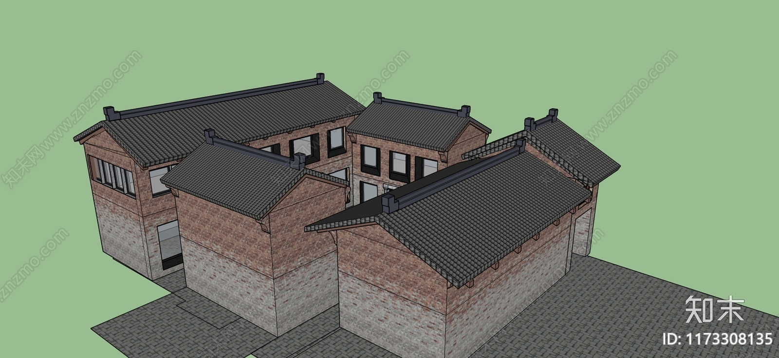 四合院SU模型下载【ID:1173308135】