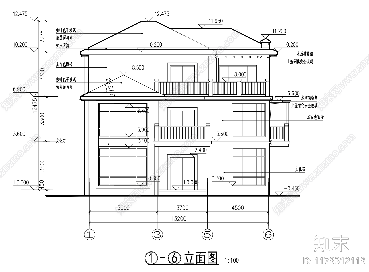 现代别墅建筑cad施工图下载【ID:1173312113】