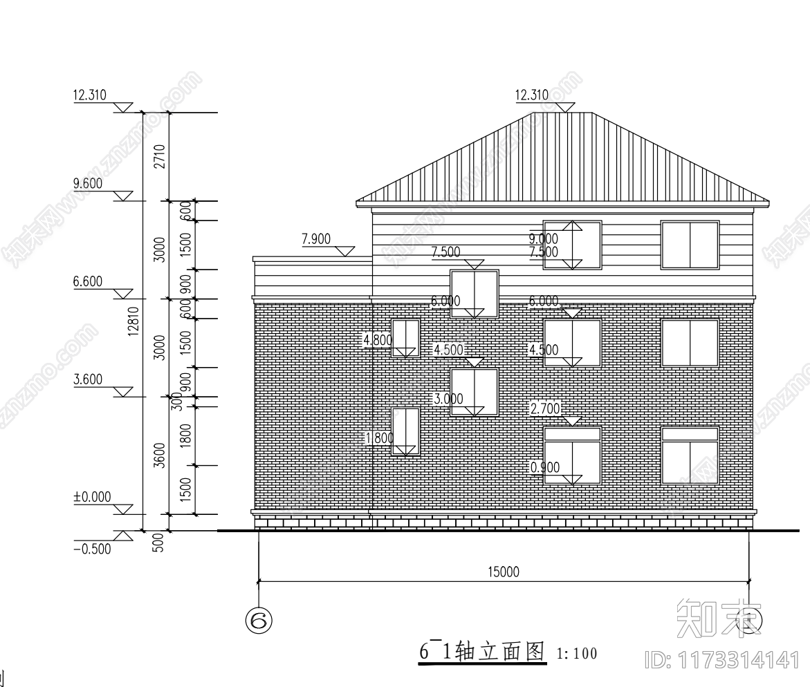 现代别墅建筑cad施工图下载【ID:1173314141】