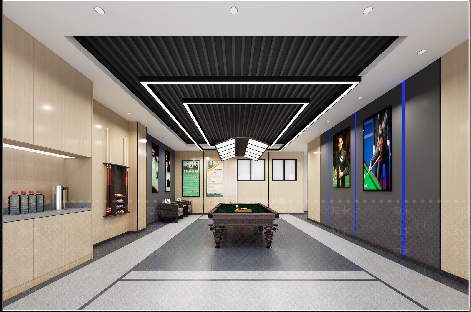 现代台球室3D模型下载【ID:1173314397】
