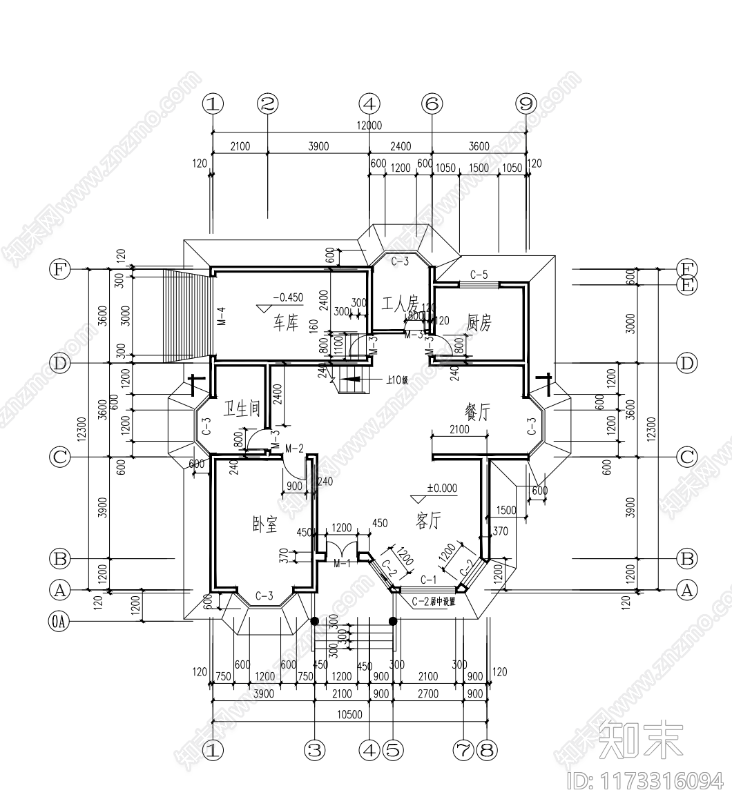 现代别墅建筑cad施工图下载【ID:1173316094】