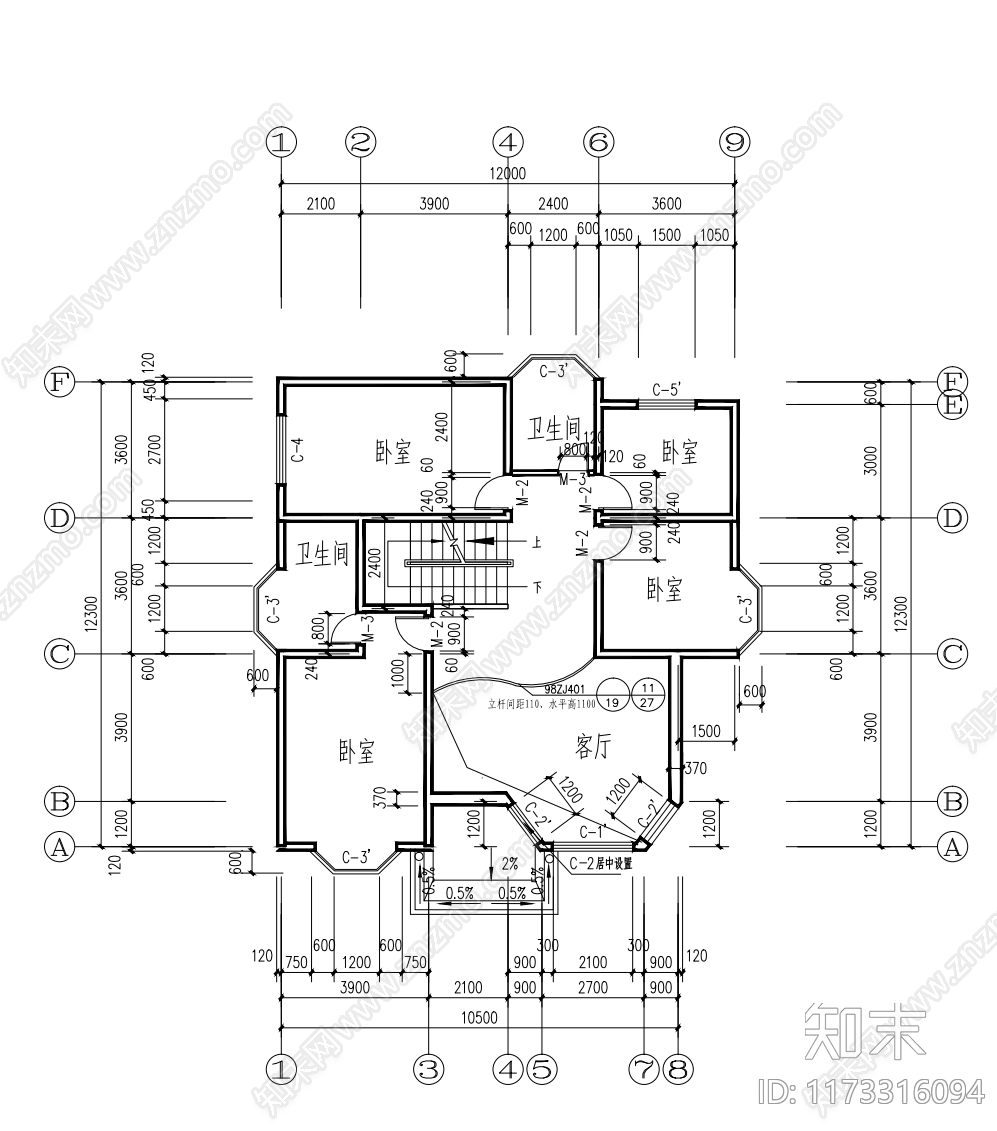 现代别墅建筑cad施工图下载【ID:1173316094】