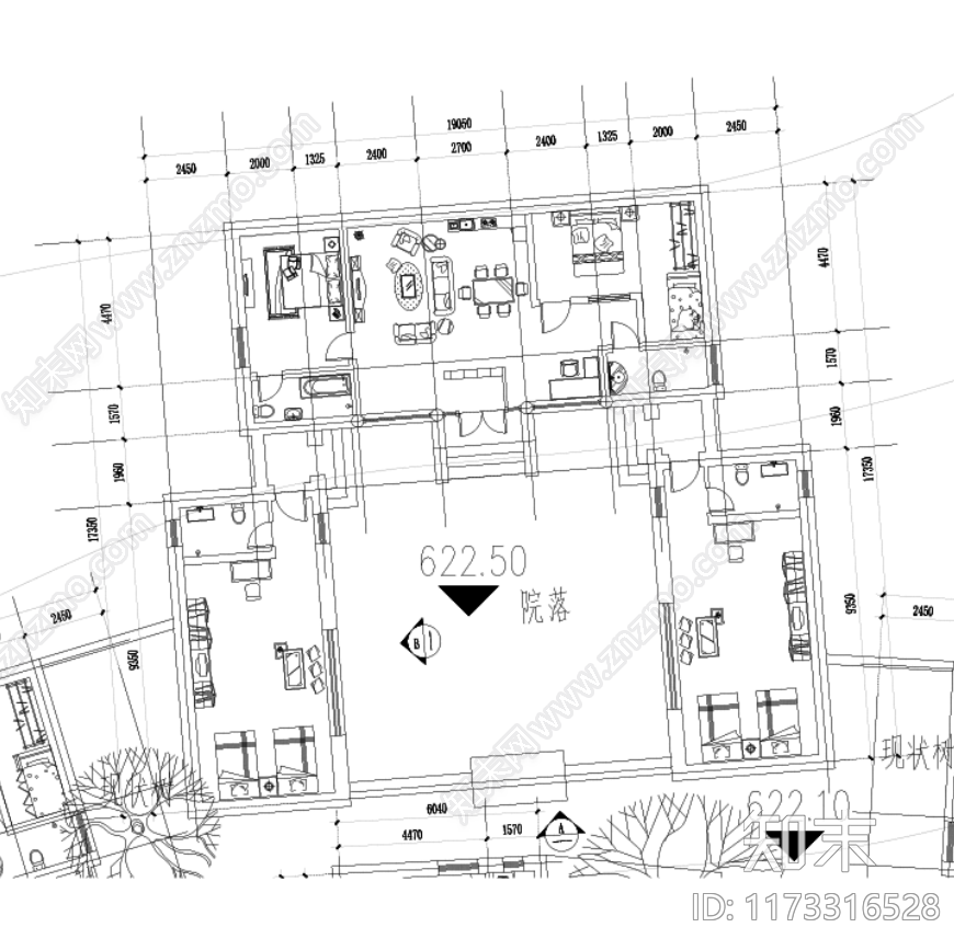 现代民宿建筑cad施工图下载【ID:1173316528】