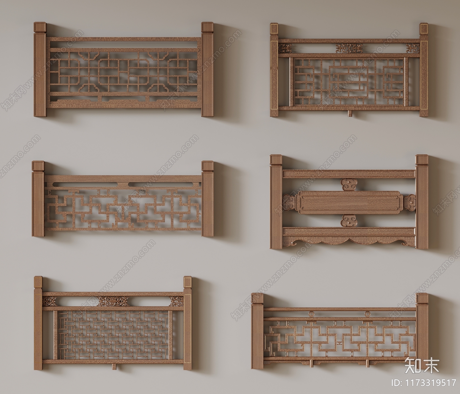 新中式栏杆3D模型下载【ID:1173319517】