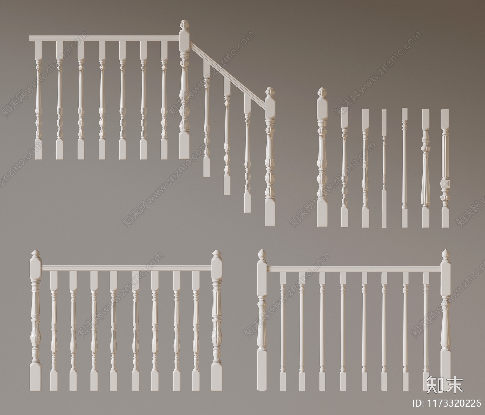 法式栏杆3D模型下载【ID:1173320226】