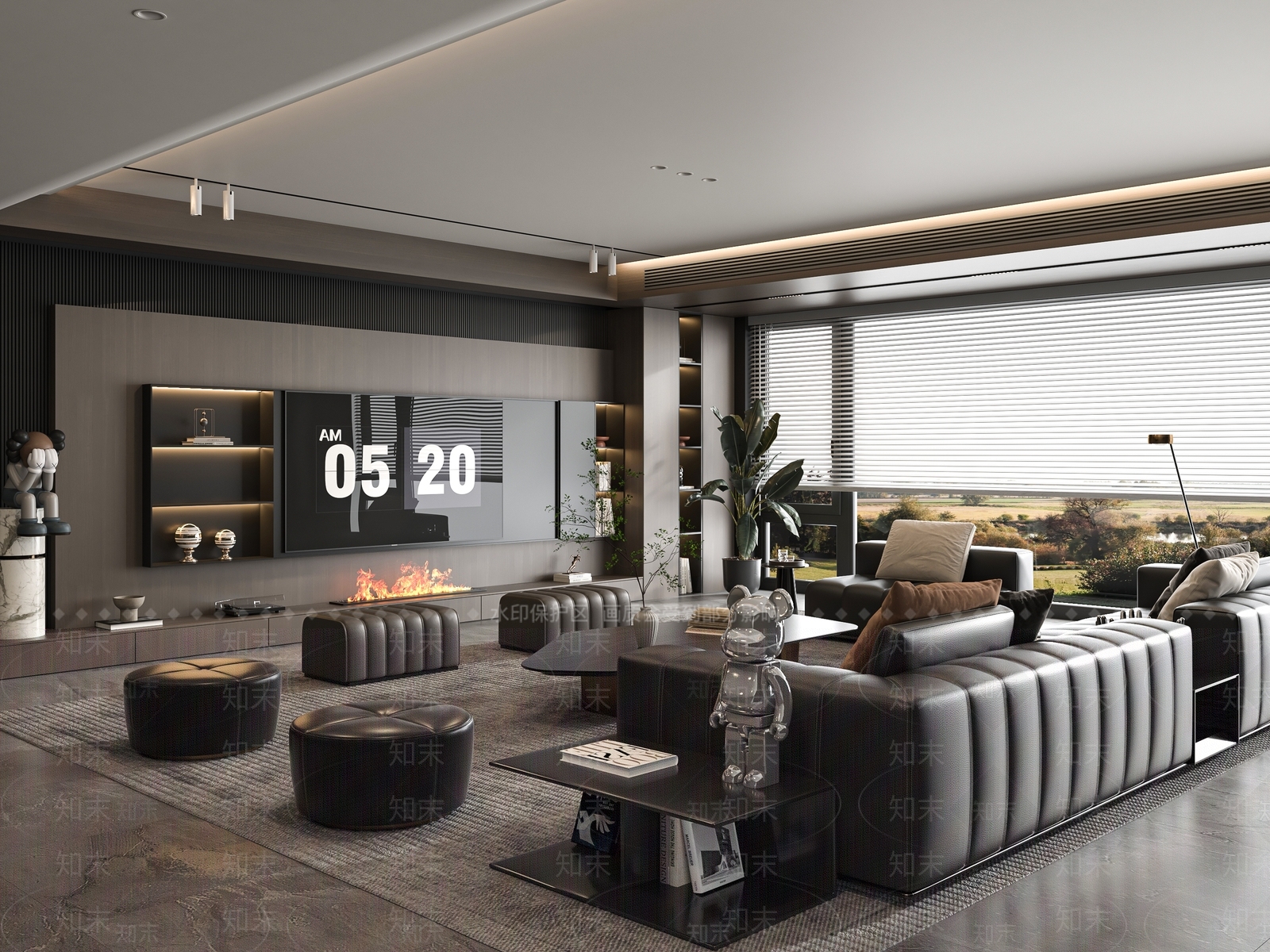 黑色储物边桌茶几3D模型下载【ID:1227410041】