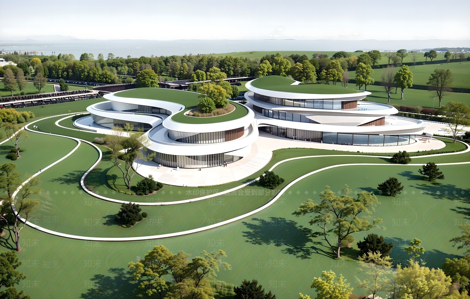 现代展览馆建筑SU模型下载【ID:1173325443】
