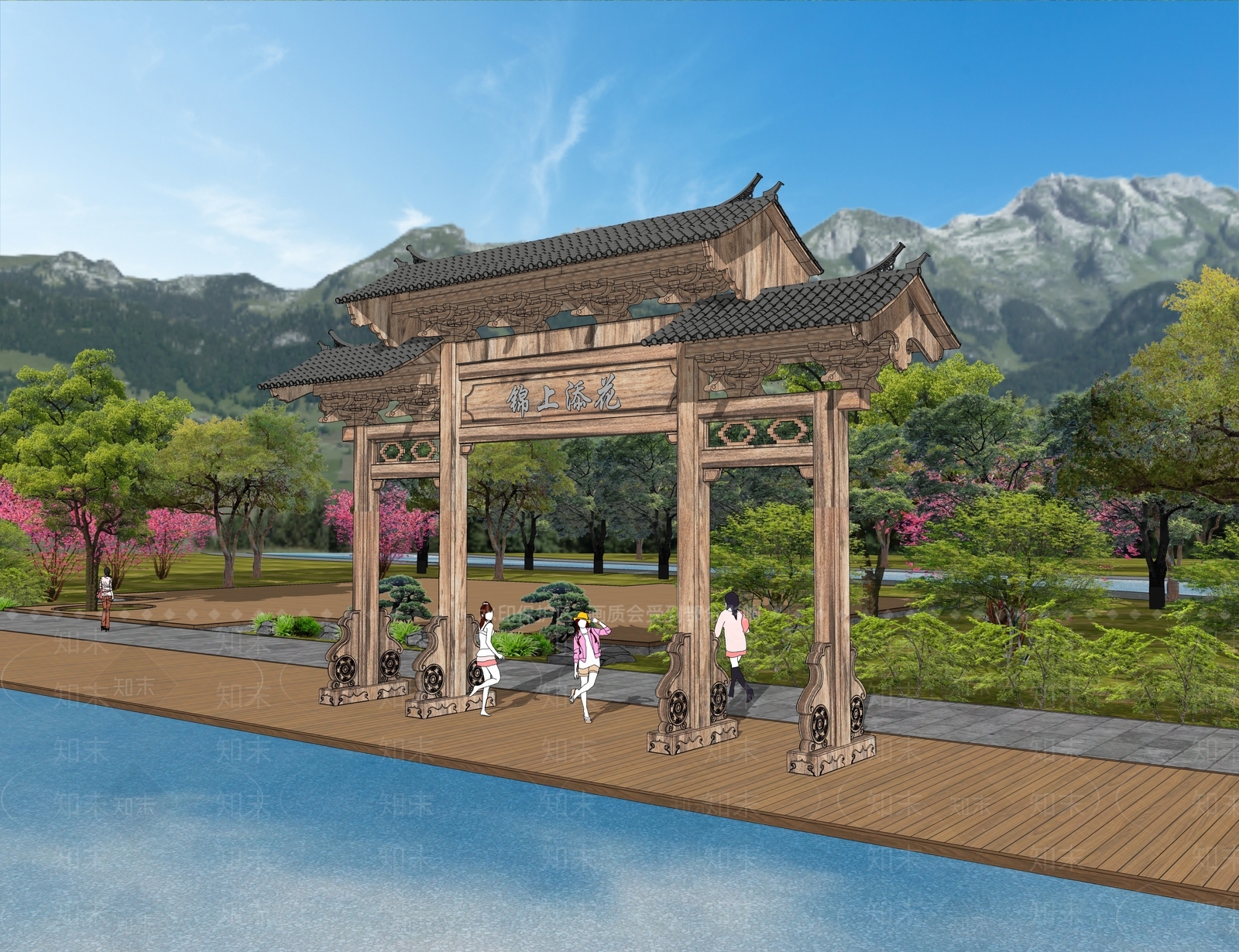现代新中式牌坊牌楼SU模型下载【ID:1173331095】