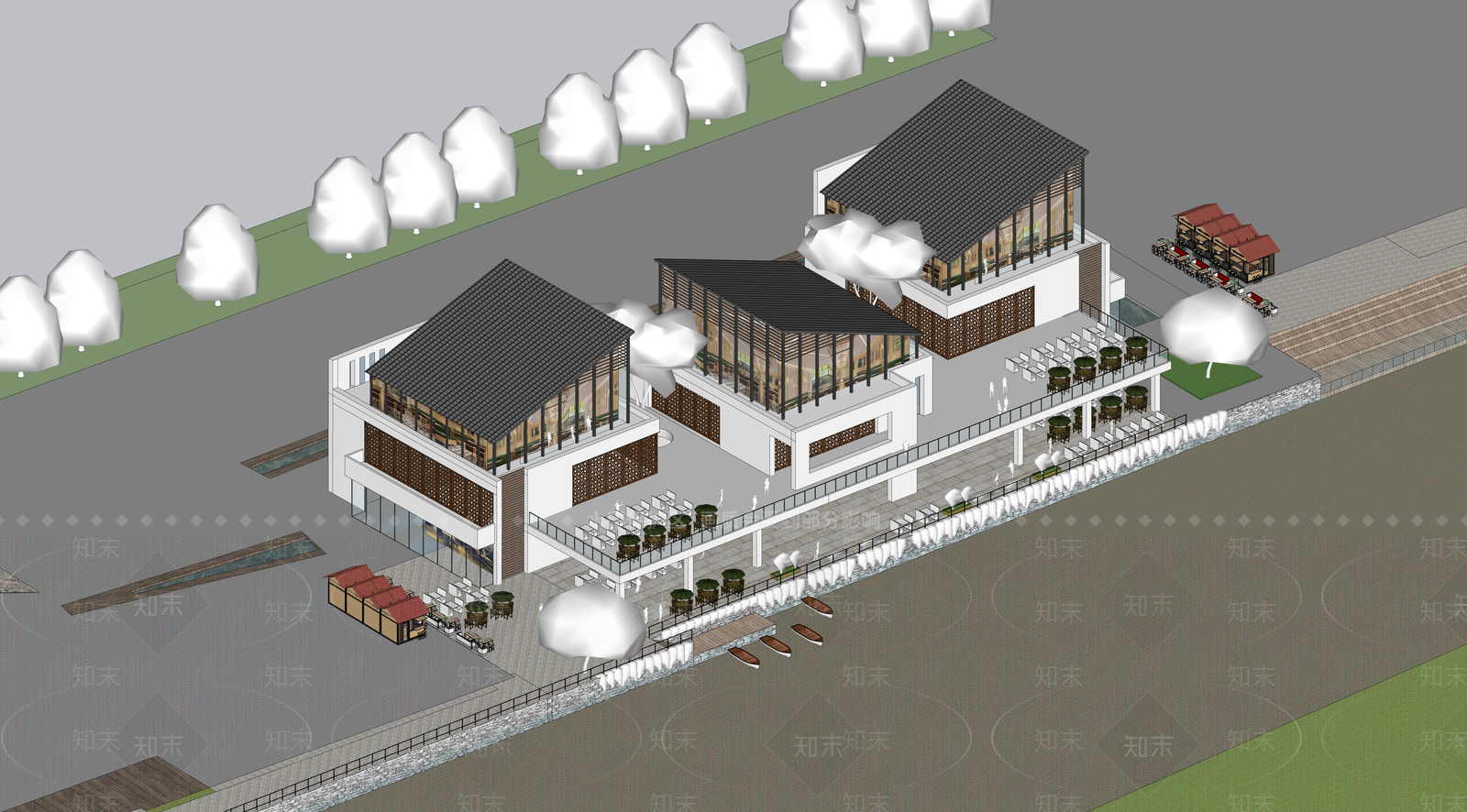 现代商场建筑SU模型下载【ID:1173335435】