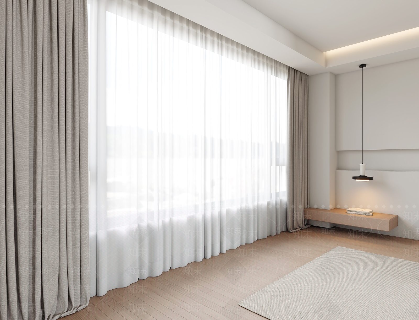 现代通用窗帘3D模型下载【ID:1173345605】