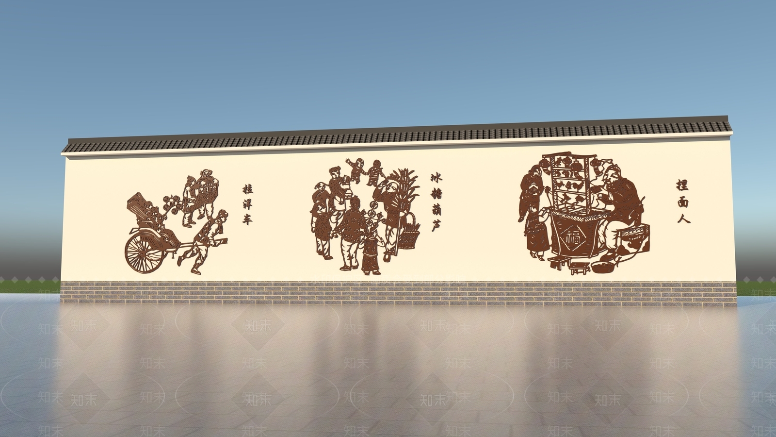 新中式中式景墙3D模型下载【ID:1173351856】