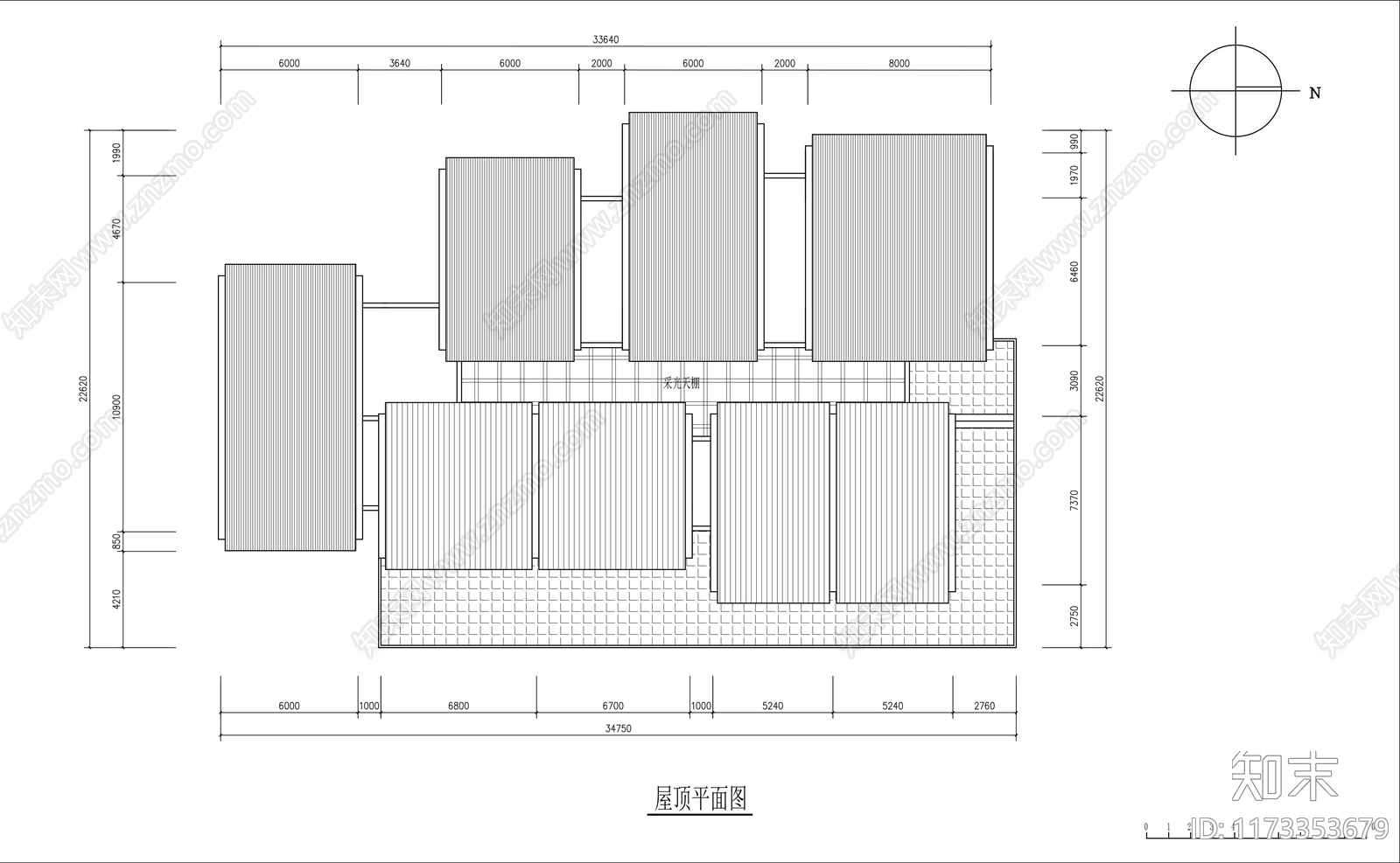 新中式民宿建筑cad施工图下载【ID:1173353679】