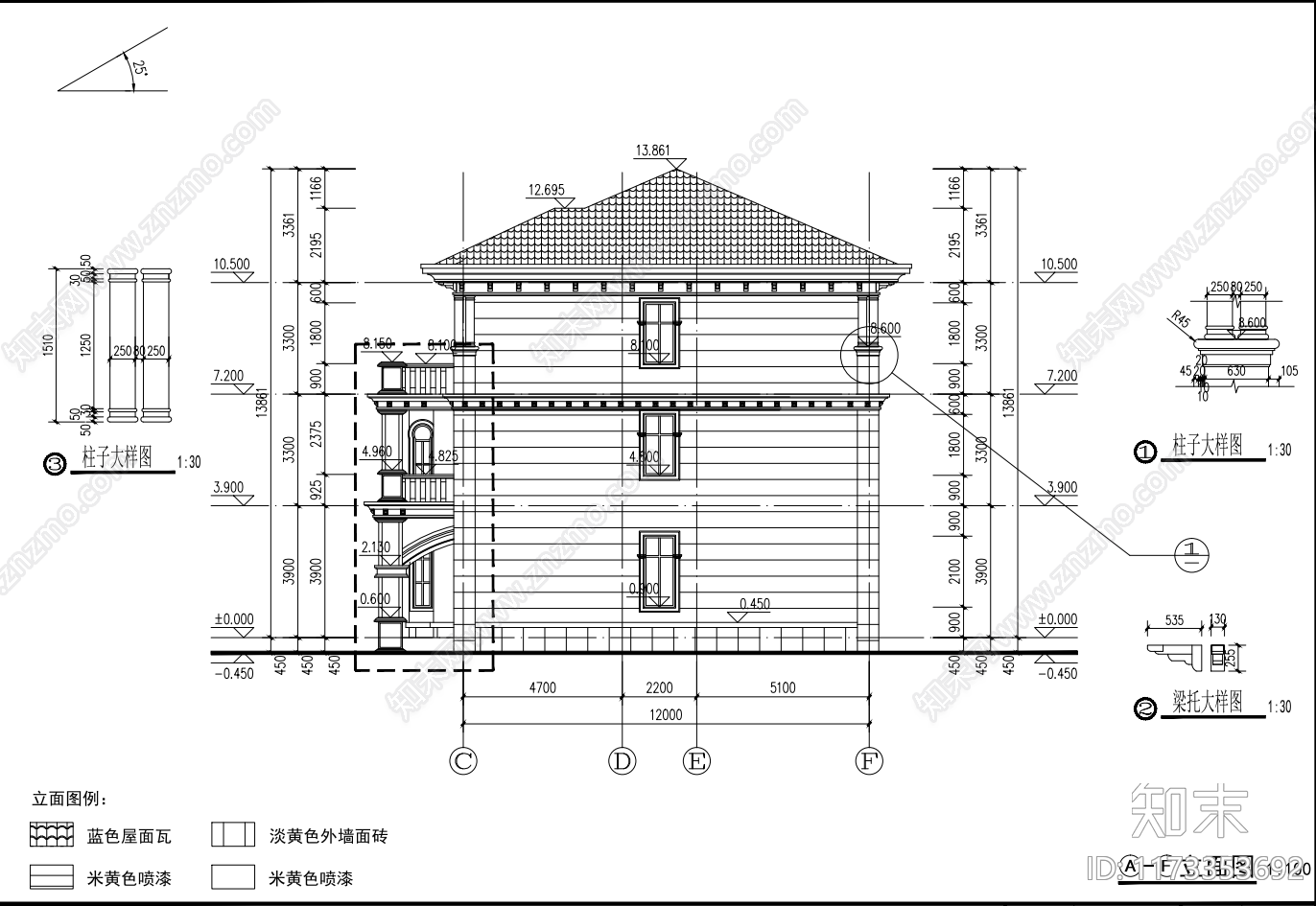 现代别墅建筑cad施工图下载【ID:1173353692】