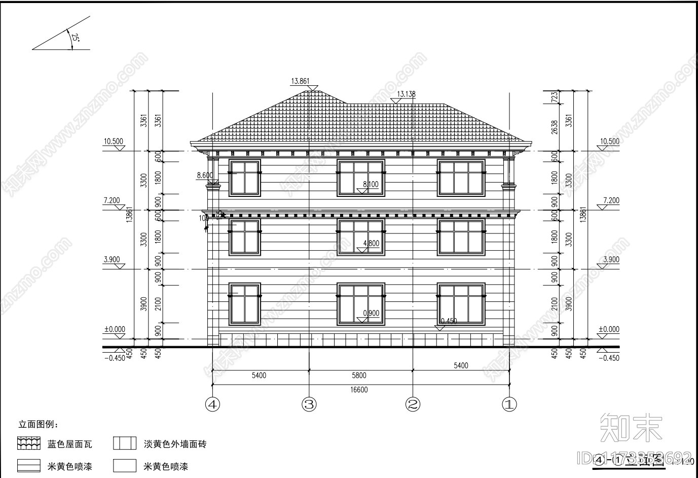 现代别墅建筑cad施工图下载【ID:1173353692】