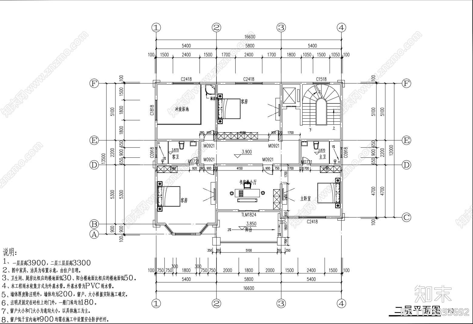 现代别墅建筑cad施工图下载【ID:1173353692】