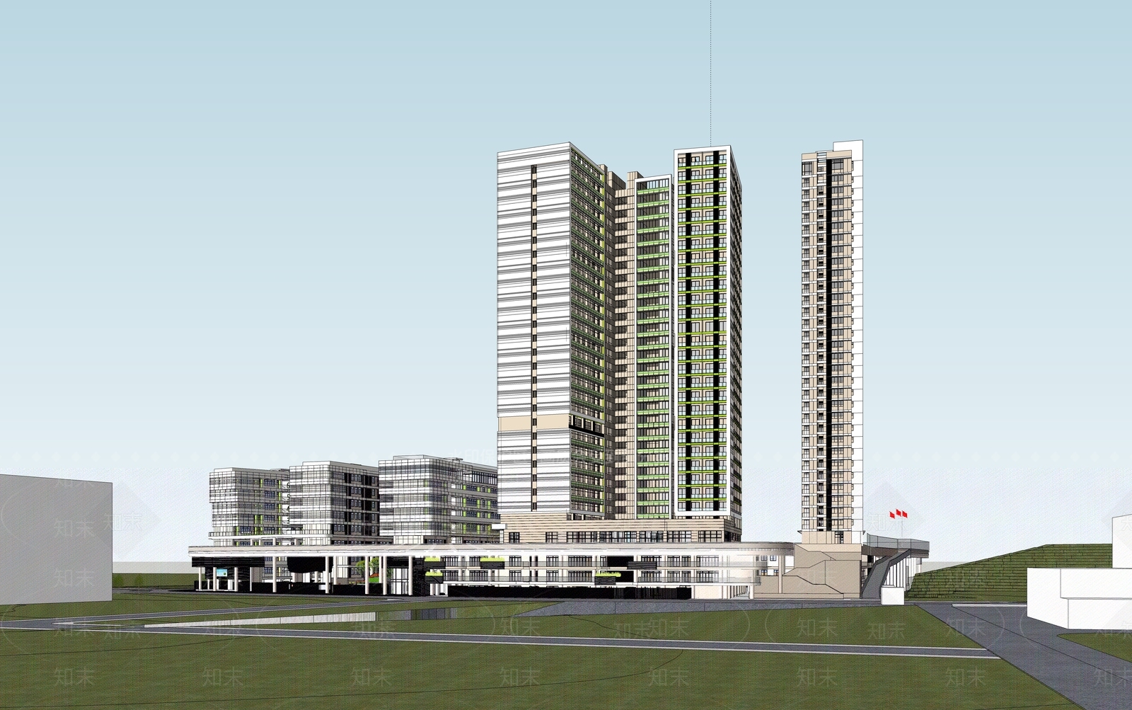 现代学校建筑SU模型下载【ID:1173353707】