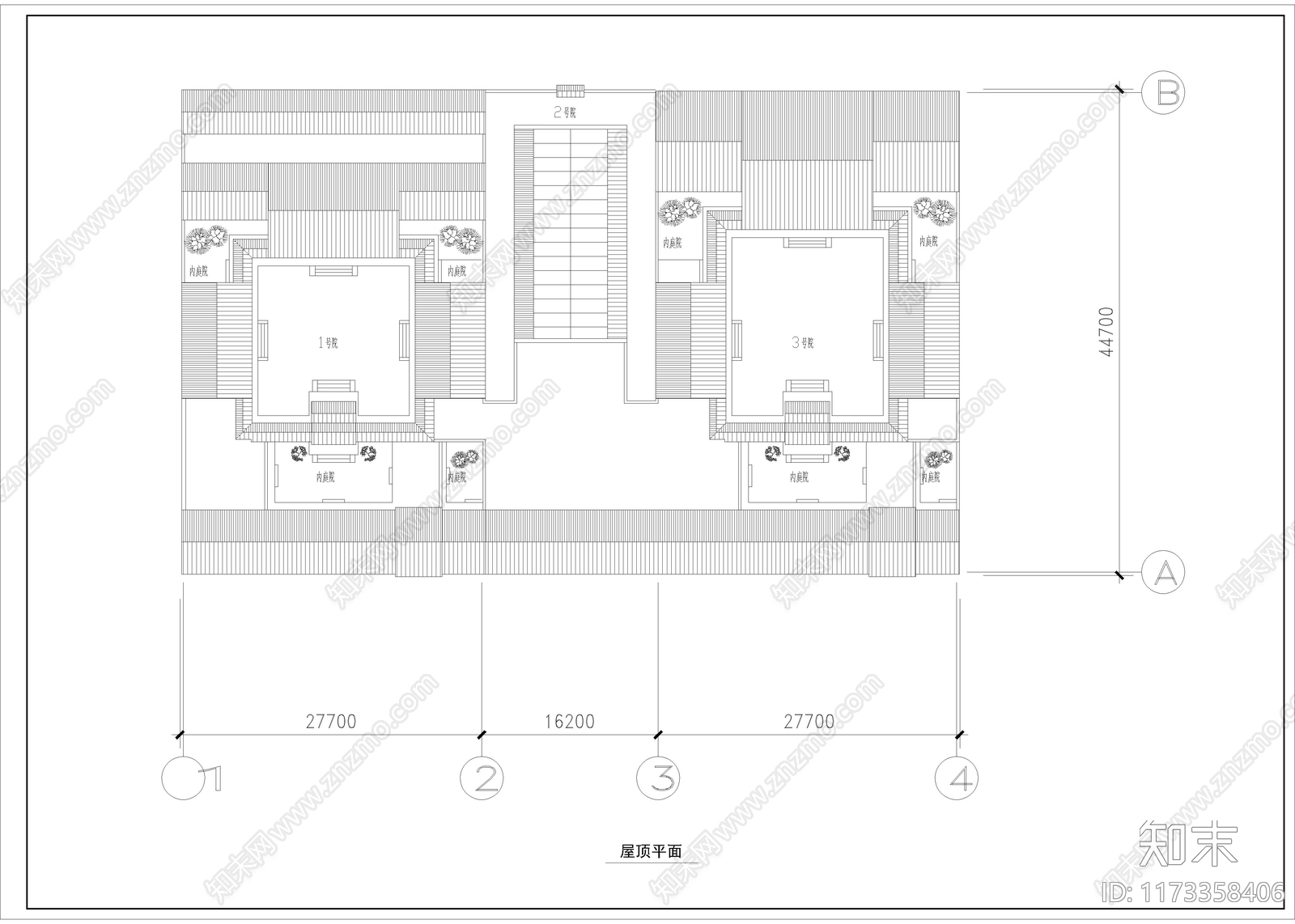 新中式四合院cad施工图下载【ID:1173358406】