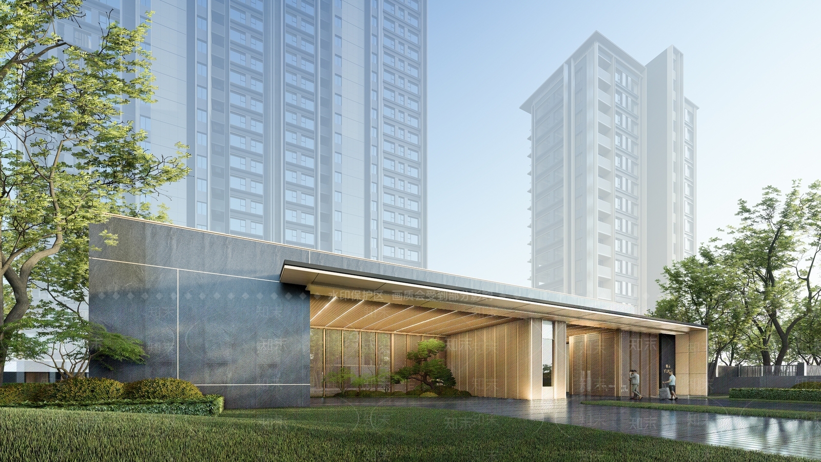 现代轻奢小区建筑SU模型下载【ID:1173362777】