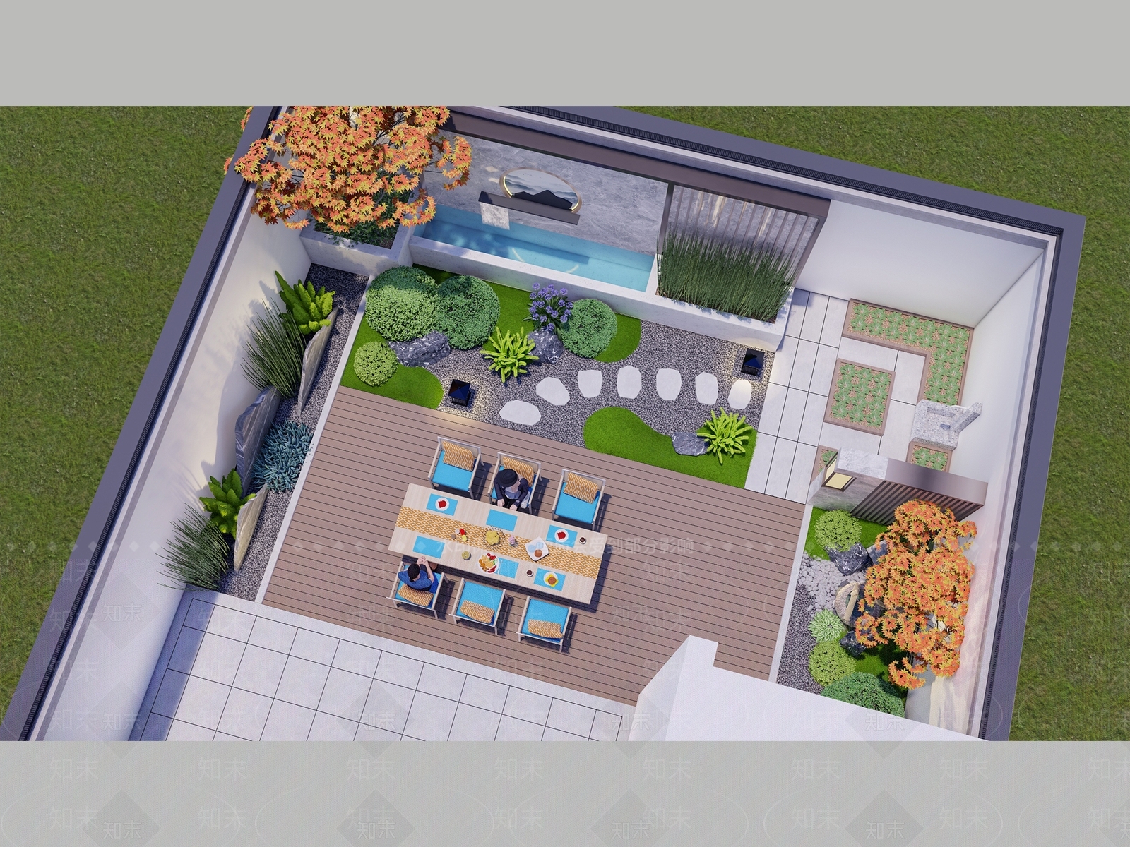 新中式别墅庭院SU模型下载【ID:1173365848】