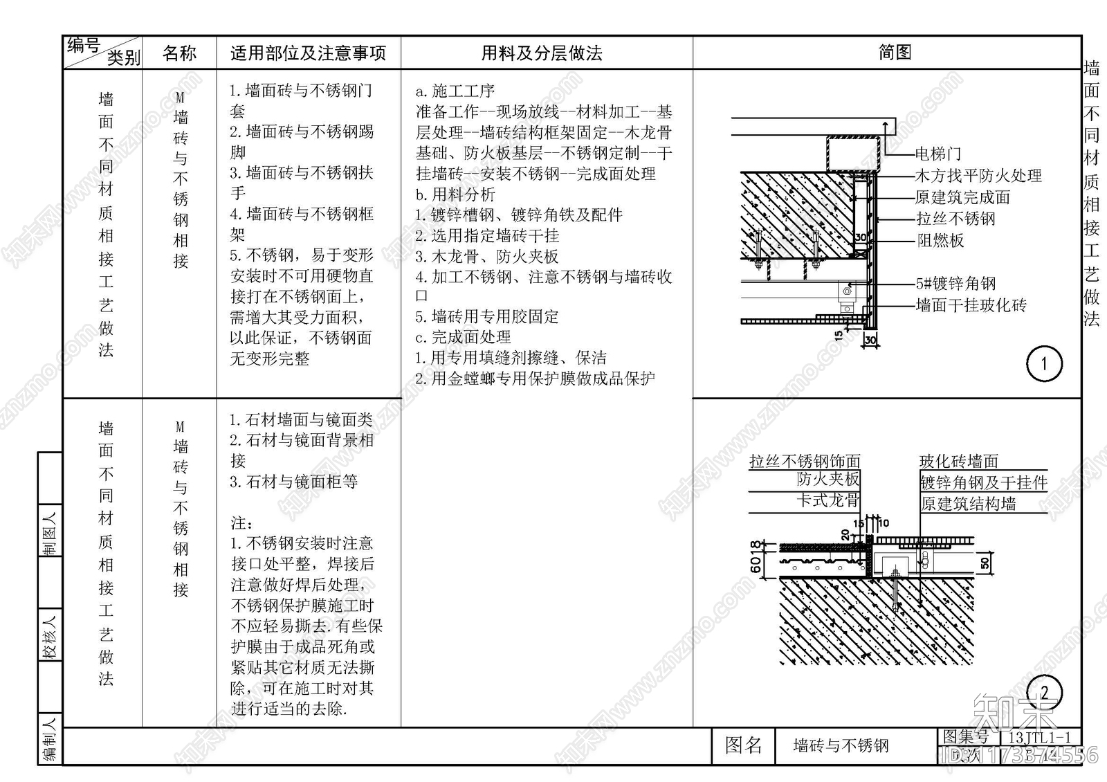 法式美式墙面节点cad施工图下载【ID:1173374556】