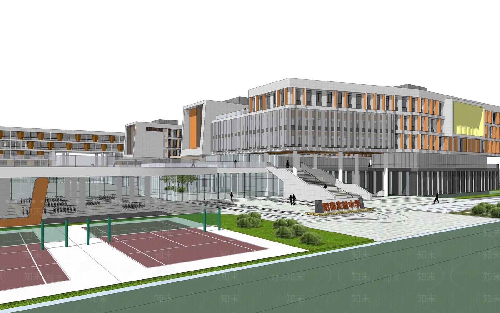 现代学校建筑SU模型下载【ID:1173376244】