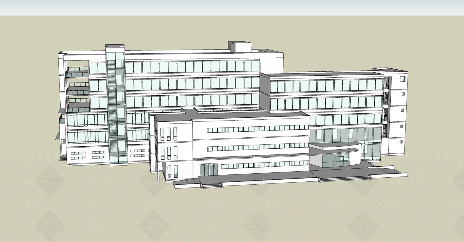 现代学校建筑SU模型下载【ID:1173380019】