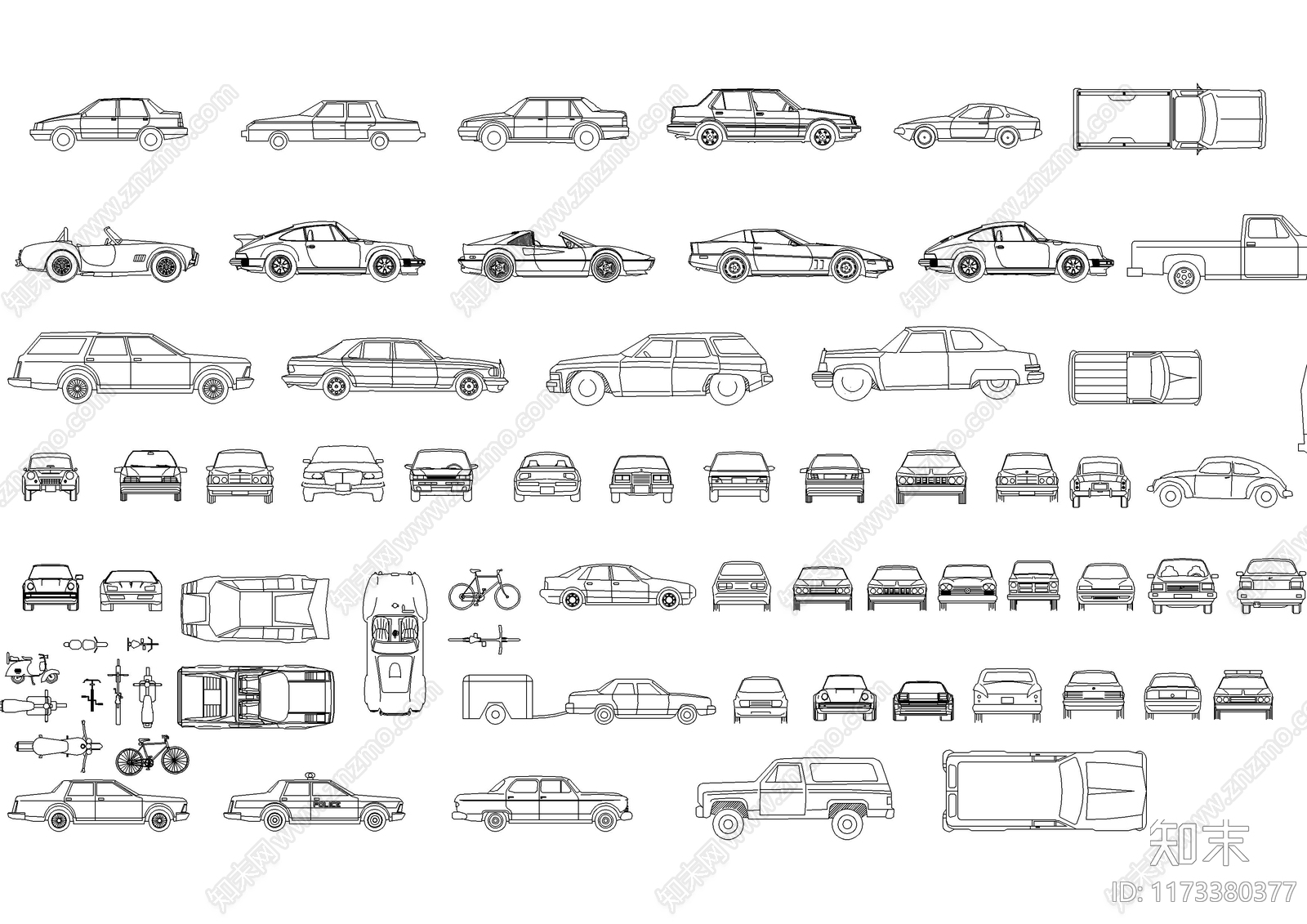 现代交通工具图库施工图下载【ID:1173380377】