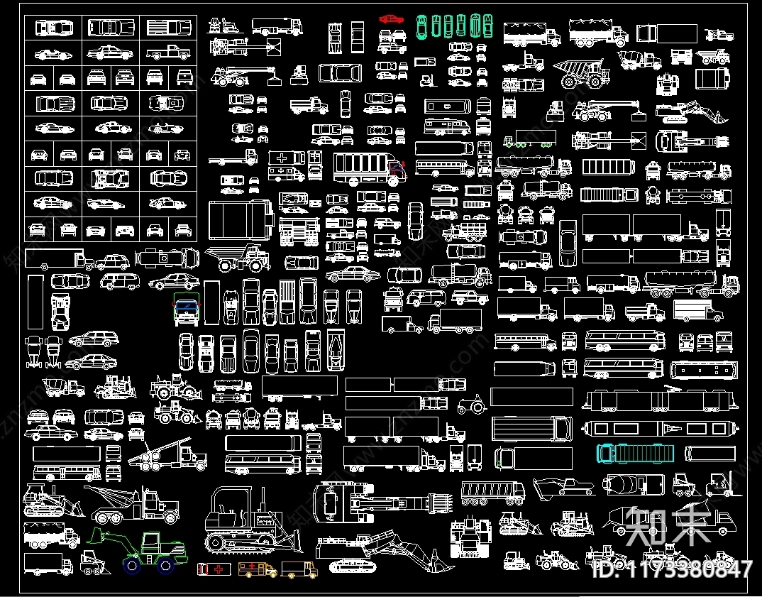 现代交通工具图库施工图下载【ID:1173380847】