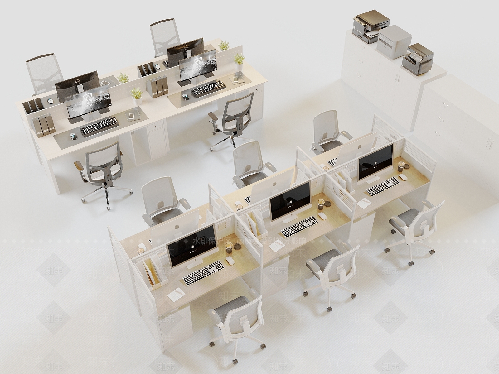 现代极简办公桌椅3D模型下载【ID:1173382431】